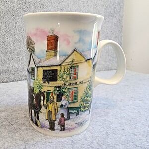 Dunoon Ceramic Coffee Mug Pictorial Village Scene Buildings Scotland White